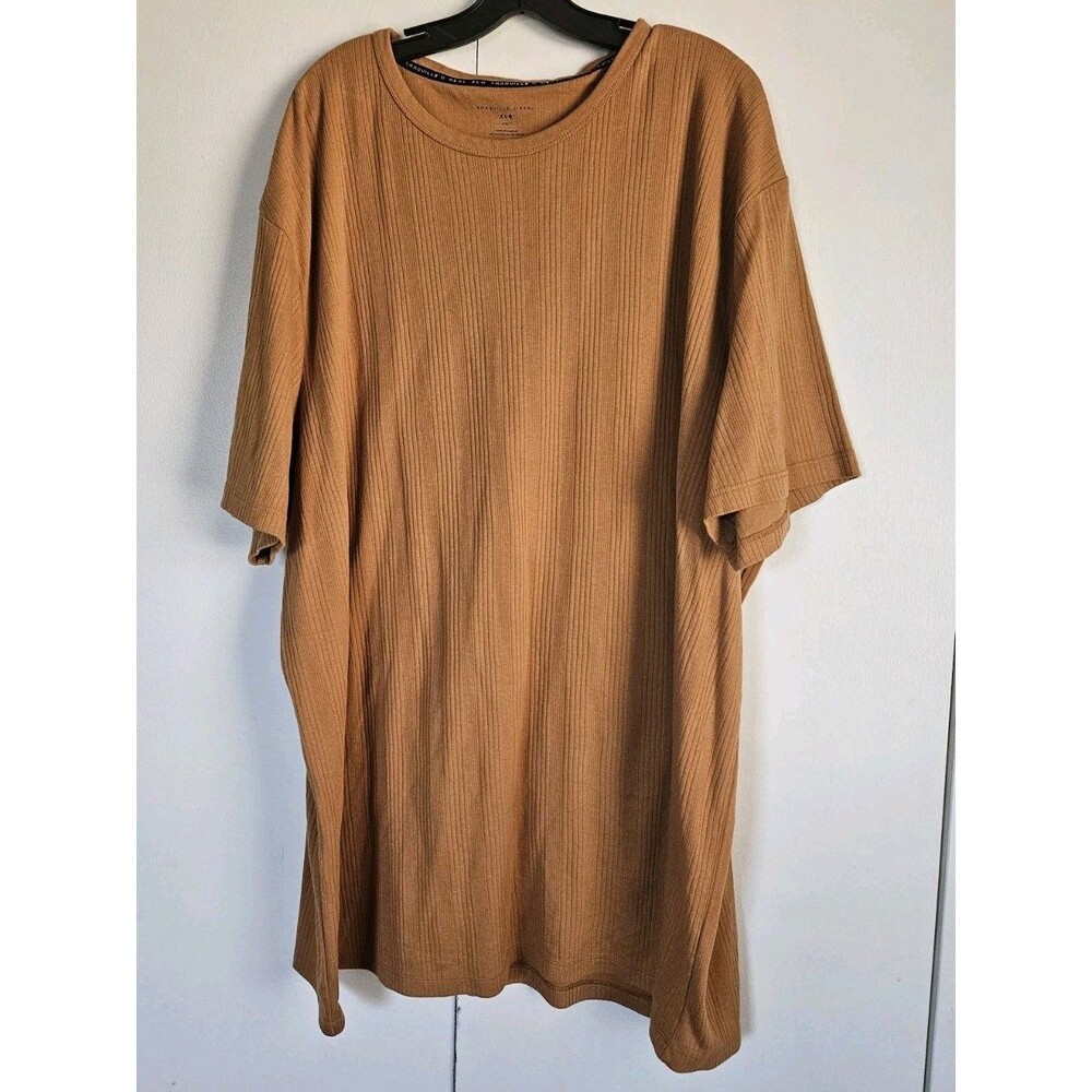 Shaquille O’Neal T Shirt 4XLT Big Tall Brown Ribbed Short Sleeve Mens